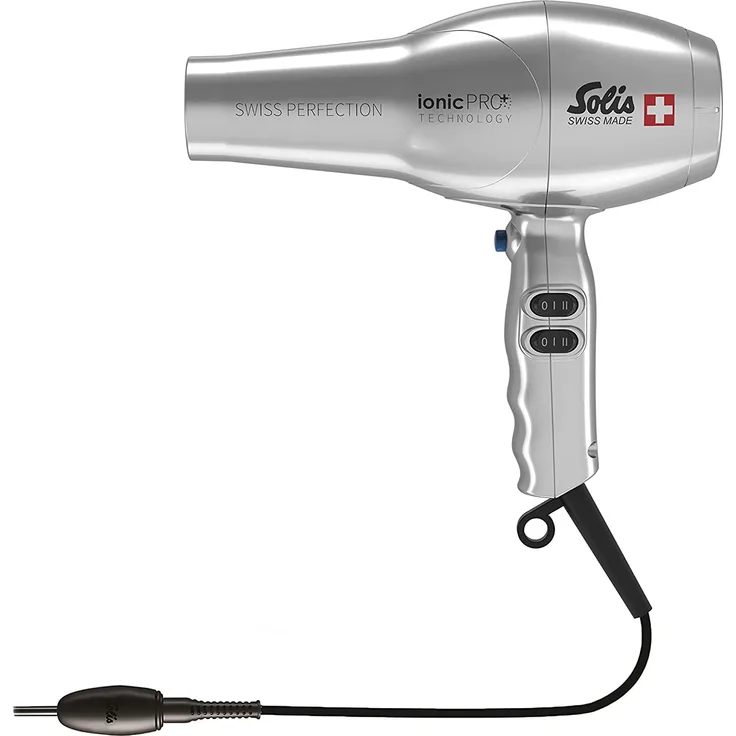 Solis Swiss Perfection 360° IonicPRO Haartrockner, 2300 W, Kaltluft, Überhitzungsschutz, silber