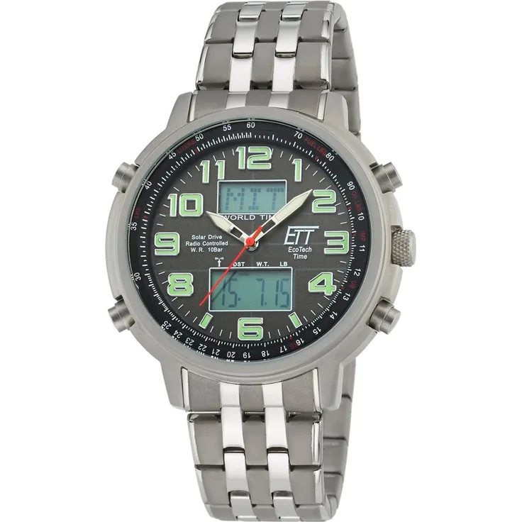 Eco Tech Time Solar Drive Funk ETT Hunter II EGS 11302 22M Herrenfunkuhr