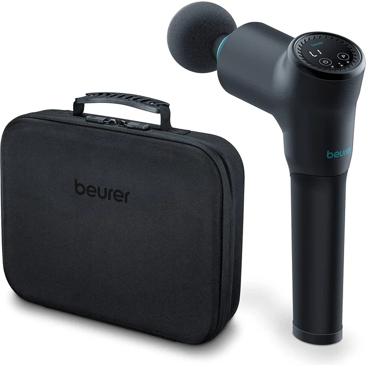 Beurer MG 185 Massage Gun, 9 Intensitätslevel, 5 Massageaufsätze und zusätzlichen 3 Massageprogrammen, kraftvolle Triggerpunktmassage, Lockerung von Verspannungen, schwarz – Bild 2