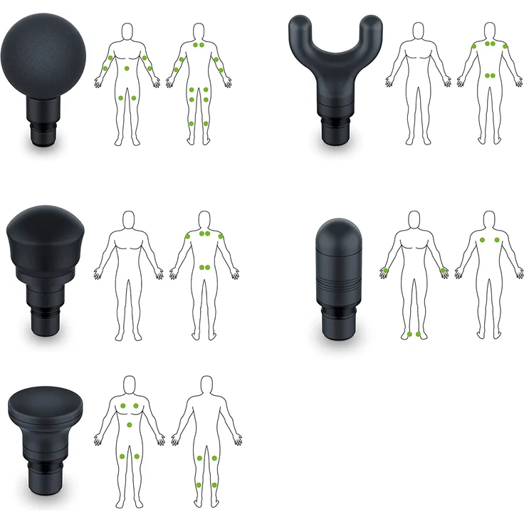 Beurer MG 185 Massage Gun, 9 Intensitätslevel, 5 Massageaufsätze und zusätzlichen 3 Massageprogrammen, kraftvolle Triggerpunktmassage, Lockerung von Verspannungen, schwarz – Bild 3