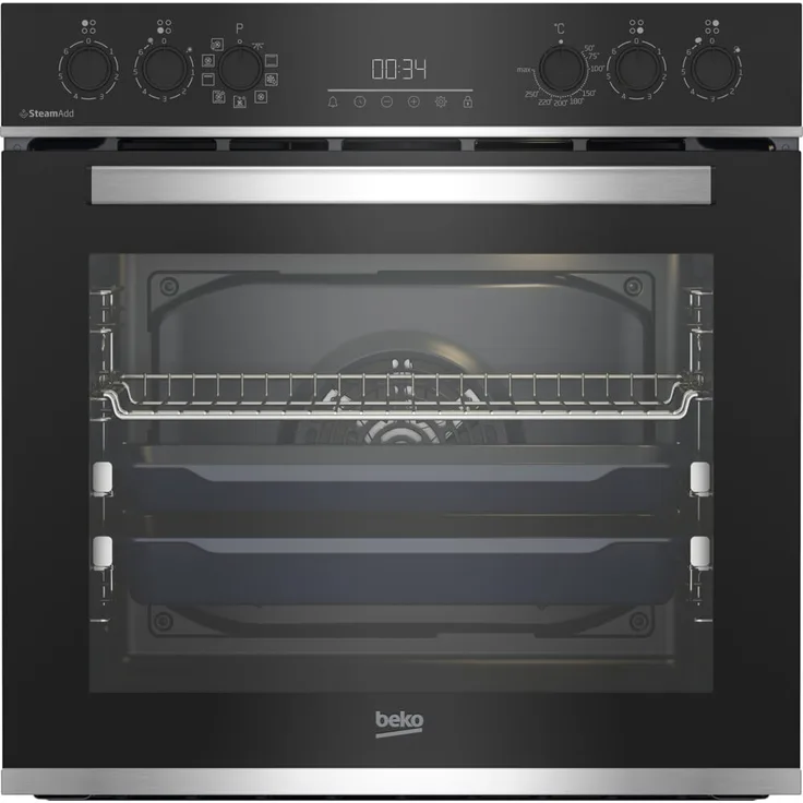 Beko BBUS13320XE Herdset, Einbauherd + Kochfeld, 9 Heizarten, Heißluft, Teleskopauszug, Einbaugerät, A+, Garraum 72 l, groß (ab 65 l), Breite 59,4 cm, schwarz