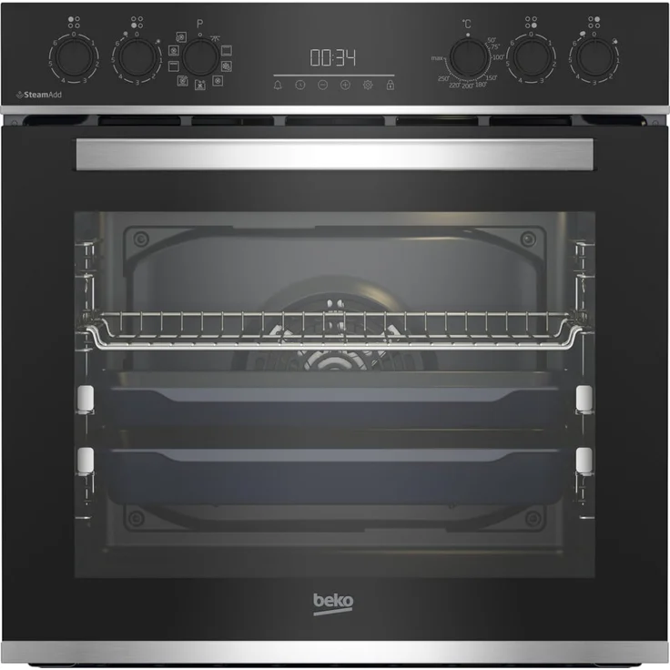 Beko BBUS13320XE Herdset, Einbauherd + Kochfeld, 9 Heizarten, Heißluft, Teleskopauszug, Einbaugerät, A+, Garraum 72 l, groß (ab 65 l), Breite 59,4 cm, schwarz – Bild 1