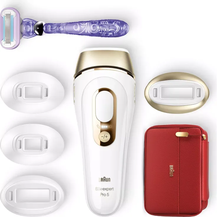 Braun Silk-expert pro 5 PL5387 IPL-Haarentfernungsgerät + 4 Aufsätze, gold, weiß – Bild 4
