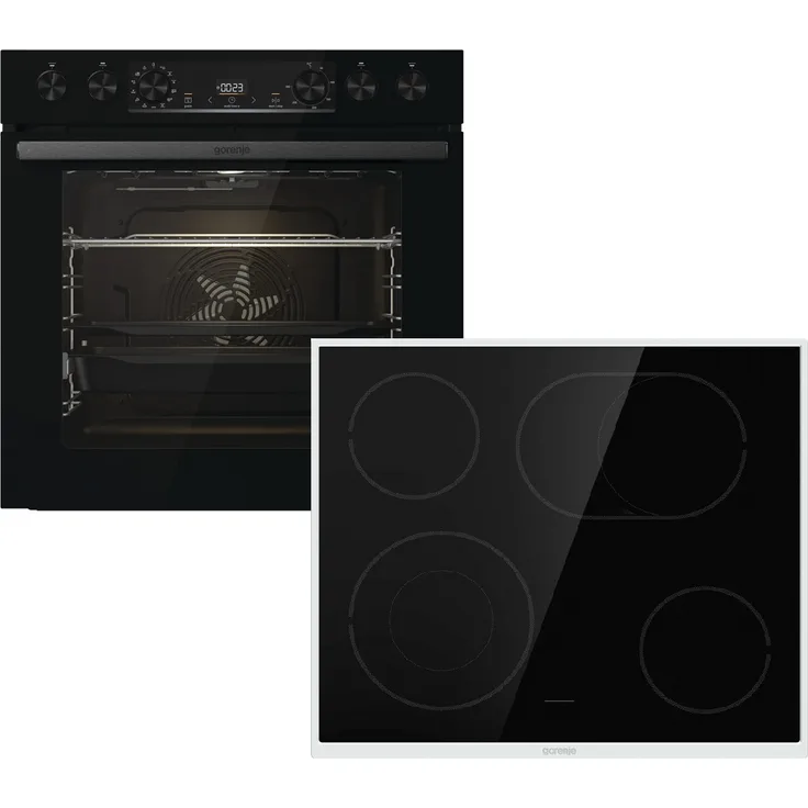 Gorenje REDPEPPERSCB Herdset, Einbauherd BCS6737E06BG + Glaskeramikkochfeld ECD643BX, Einbaugerät, A, Garraum 77 l, groß (ab 65 l), Breite 59,5 cm, schwarz