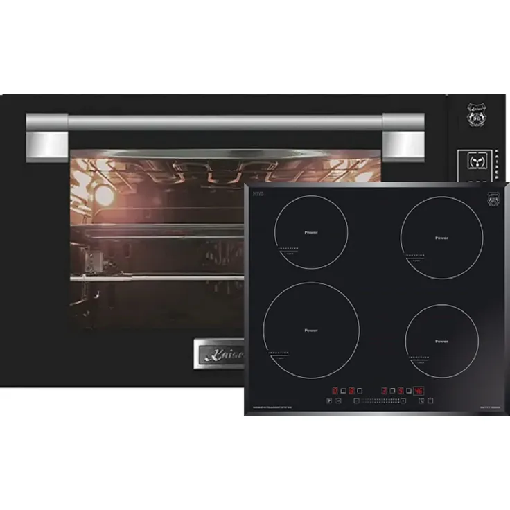 Kaiser Backofenset, Einbaubackofen EH 9309 + Induktionskochfeld KCT 6705 FI, Einbaugerät, A, Garraum 98 l, groß (ab 65 l), Breite 89,4 cm, schwarz