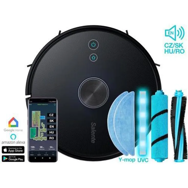 Salente L7 robot vacuum 600 L Bagless Black, Staubsauger Roboter, Schwarz