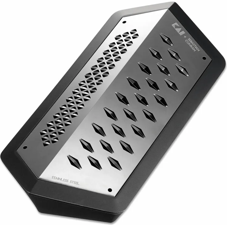 Kai Sebastian Conran Reibe Janus, Küchenreibe mit Auffangbehälter, Edelstahl, Schwarz, BP-0021