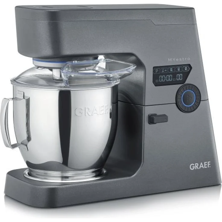 Graef KM7016 Myestro Küchenmaschine, 800 Watt, 7 Liter, 10 Geschwindigkeiten, Touch-Display, Planetenrührwerk, grau – Bild 1