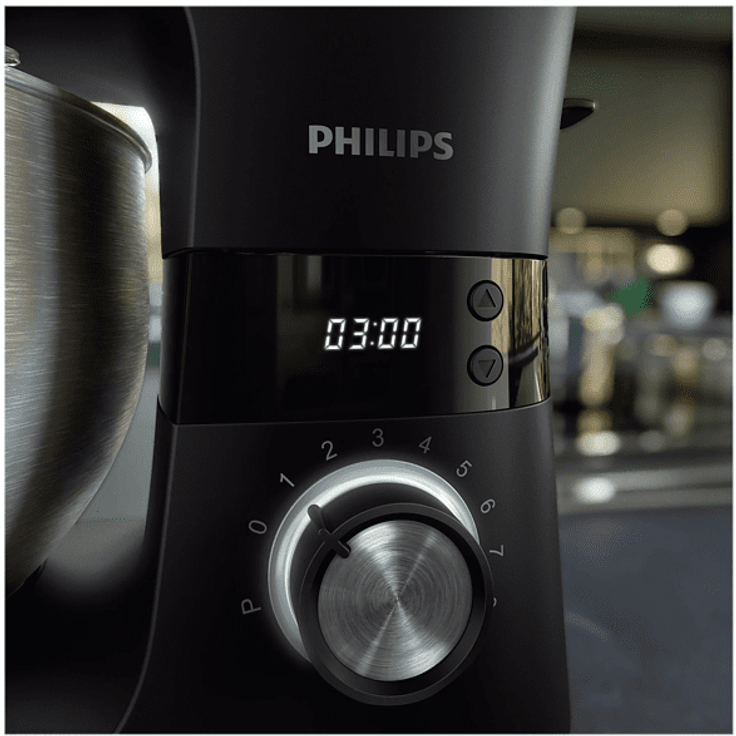 Philips HR7962 Series 7000 Küchenmaschine, 1000 W, 5,5 Liter, 8 Geschwindigkeiten, Metall, Kunststoff, schwarz – Bild 2