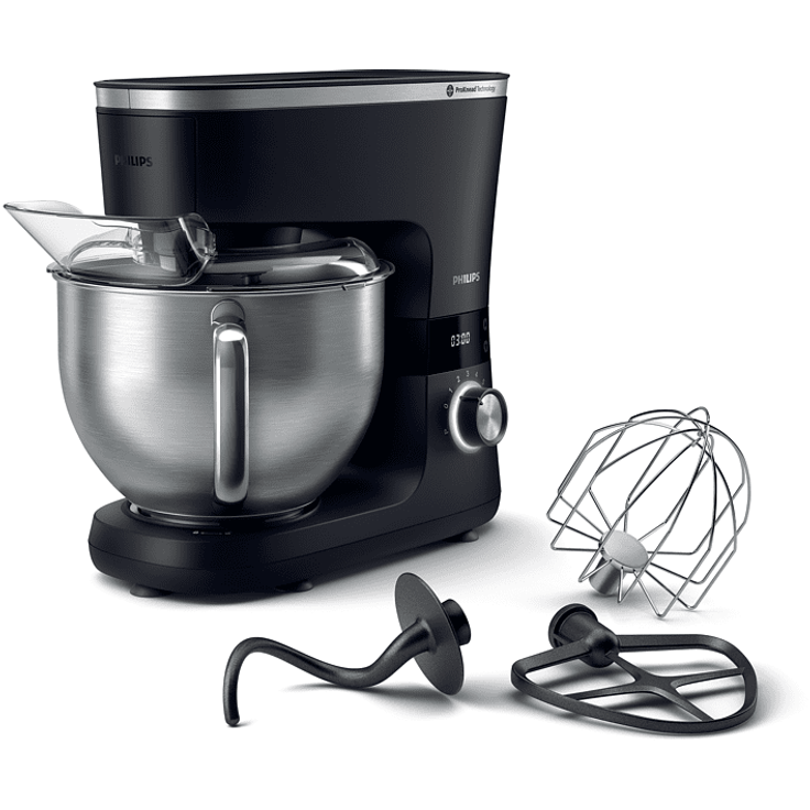 Philips HR7962 Series 7000 Küchenmaschine, 1000 W, 5,5 Liter, 8 Geschwindigkeiten, Metall, Kunststoff, schwarz