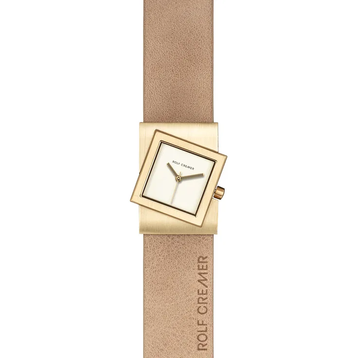 Rolf Cremer Armbanduhr 507703 Turn S, Quarz Lederband, 25 mm x 35,4 mm, beige