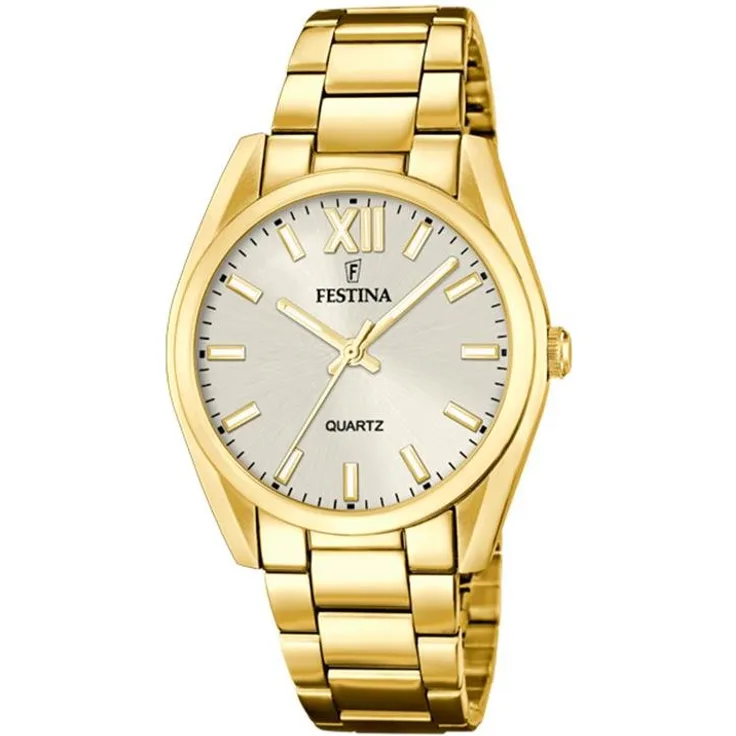 Festina Damen Uhr F20640/1 Boyfriend, Edelstahl vergoldet