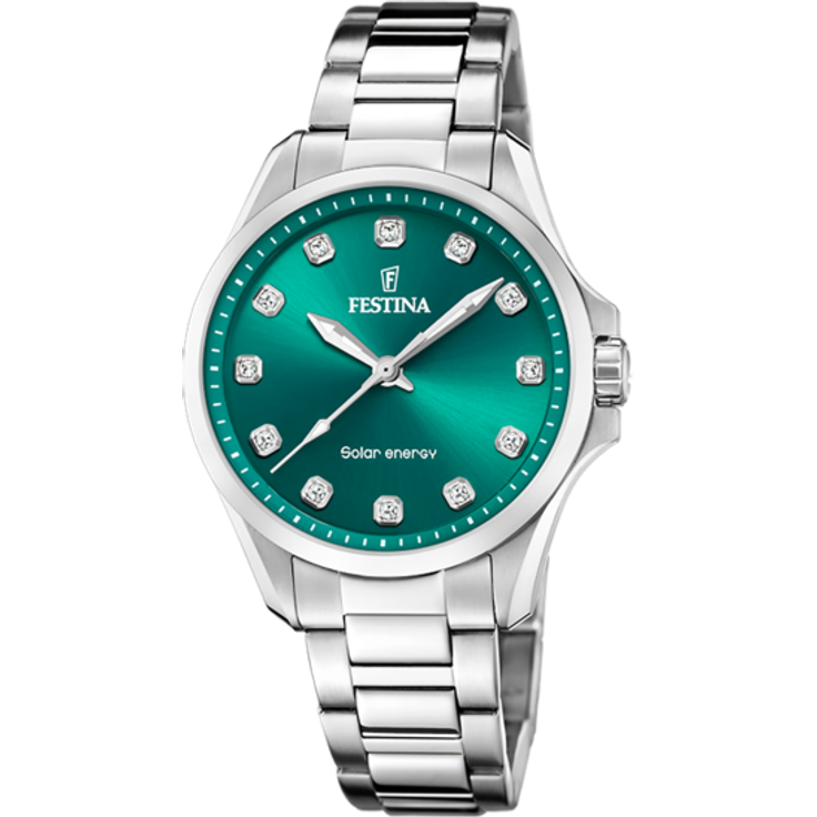Festina Damen Uhr F20654/3 Solar Edelstahl Petite, grün
