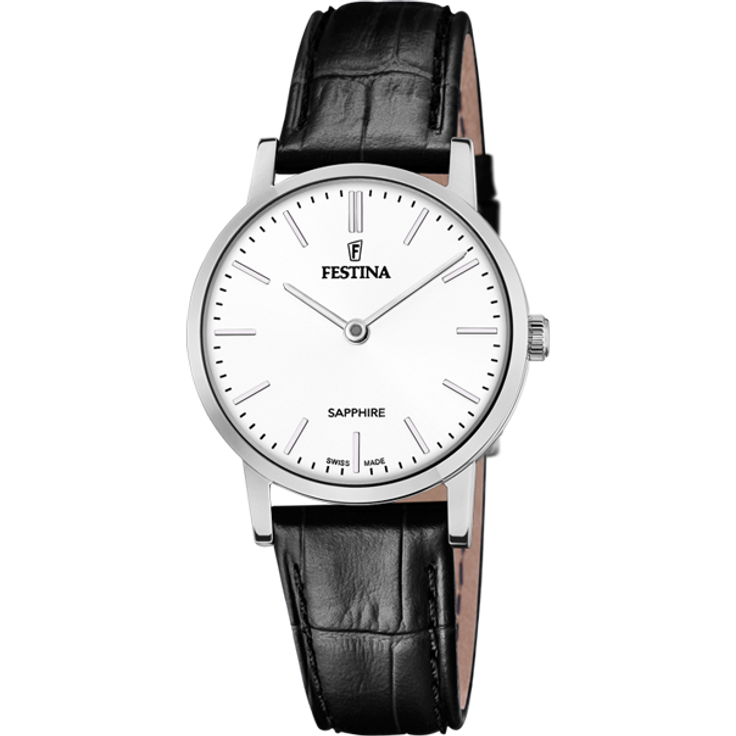 Festina Damen Uhr F20013/1 Swiss Made Leder schwarz