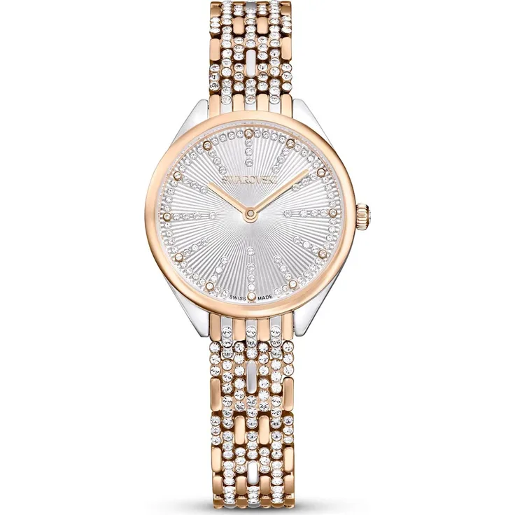 Swarovski Damen Uhr Attract 5649987 Schweizer Produktion, Metallarmband, Weiß, Metallmix