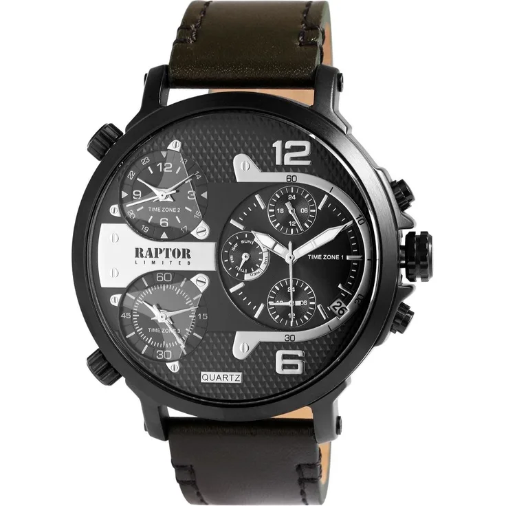 Raptor Herrenarmbanduhr RA20130-016 Multifunktion, Leder schwarz