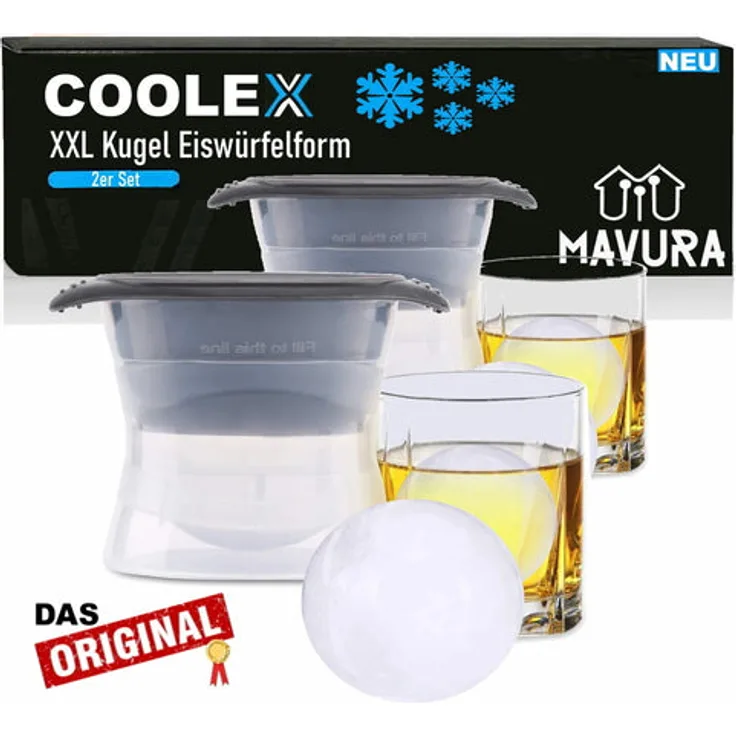 Coolex Xxl Eiswürfelform Kugel Eiskugel Eisbälle Cocktail Whisky 6,5cm 2Er Set