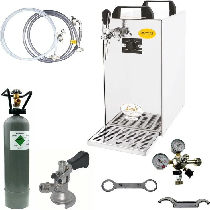 Bierzapfanlage Bierkühler Zapfanlage 60 Liter H 1Leitig Komplettset Keg Kombi Co2 2 Kg