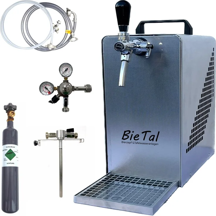 Bietal Bierzapfanlage Bierkühler Zapfanlage 30 Liter H Komplettset 5 8 Zoll 5 Liter Adapter 0,5Kg Co2