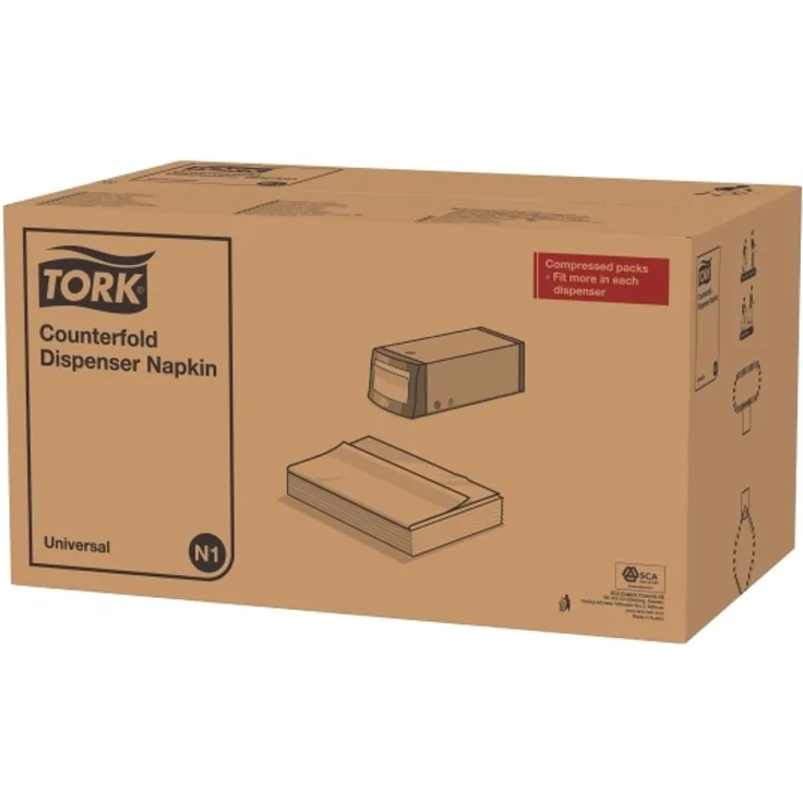 Serviette Tork N1 Novafold 33x30 cm neue Faser weiß 24 pk x 300 pk krt