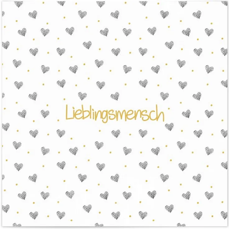 MEA LIVING Servietten 20 Stück 33x33cm LIEBLINGSMENSCH Spruch Herz schwarz weiß