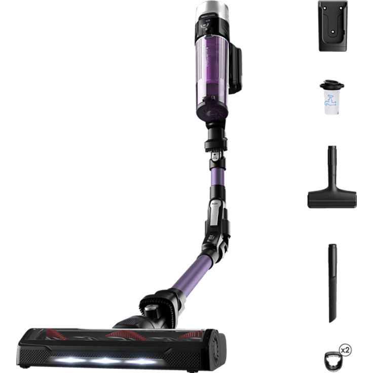 Rowenta RH2039 X-Force Flex 9.60 Allergy Handstaubsauger, 45 min Akkubetrieb, mit Flex-Gelenk, schwarz-lila