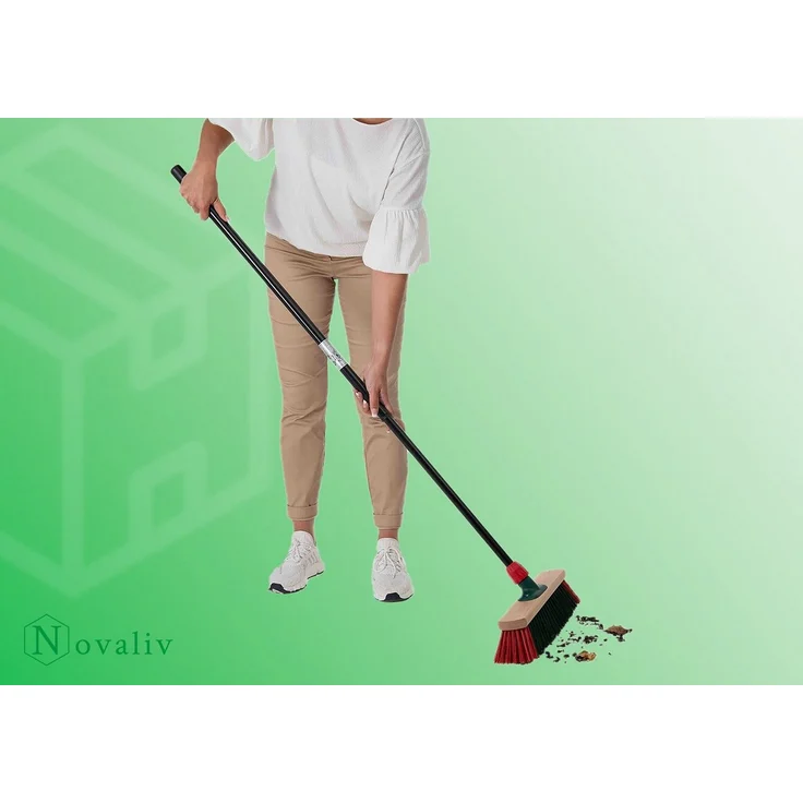 Novaliv Straßenbesen, kehren draußen, (Spar-Set, 2-tlg., 2x Straßenbesen), robuste Elastonborsten – Bild 3
