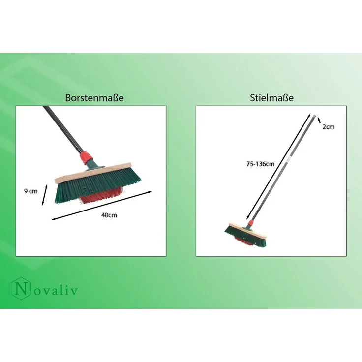 Novaliv Kehrgarnitur 19470-Var, kehren außen, (Spar-Set, 2-tlg., 2x Besen), für groben und nassen Schmutz – Bild 3
