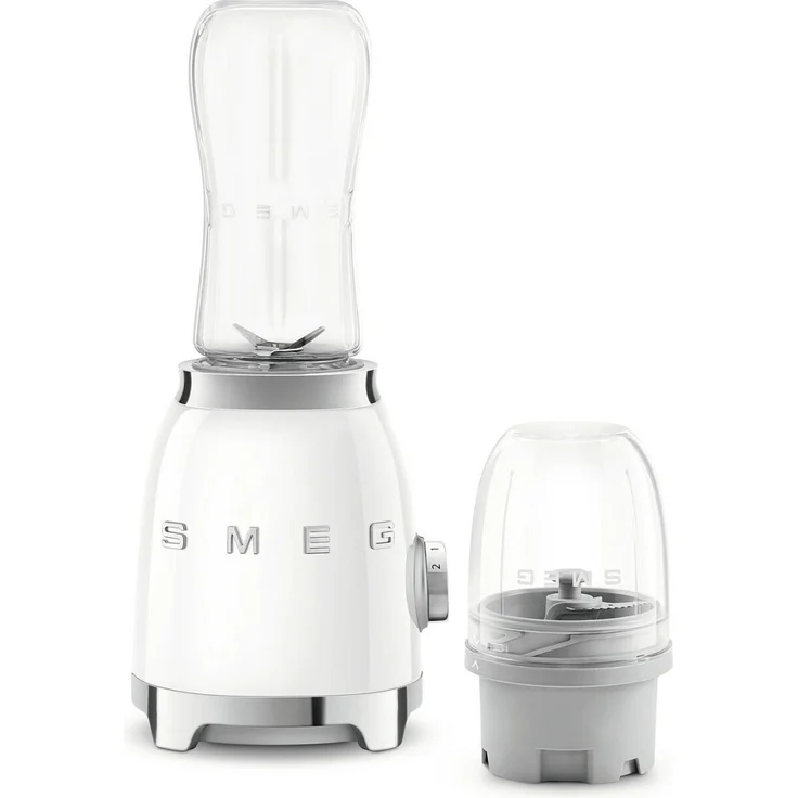 Smeg PBF01 Smoothiemaker, 300 Watt, inkl. 2 x 600 ml To-Go-Trinkflaschen, 2 Geschwindigkeiten, Edelstahl, weiß, Serie: PBF01 – Bild 1