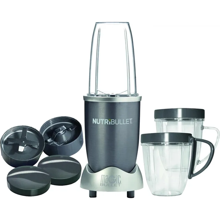 NutriBullet Extraktor Smoothiemaker, 600 Watt, 0,6 L, inkl. Mixbehältern je 0,3 Liter, grau