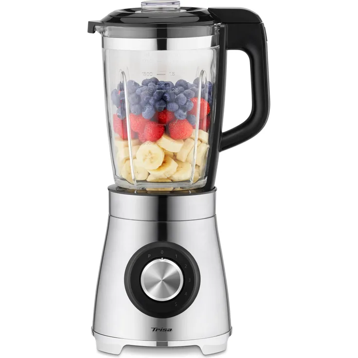 Trisa Vario Power Mix Standmixer, 1,75 Liter, 1000 Watt, Abschaltautomatik, 5 Programme, silber