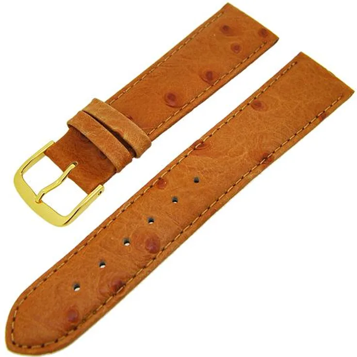 Uhrenarmbend Hellbraun 18mm S Donschließe Gold 13945