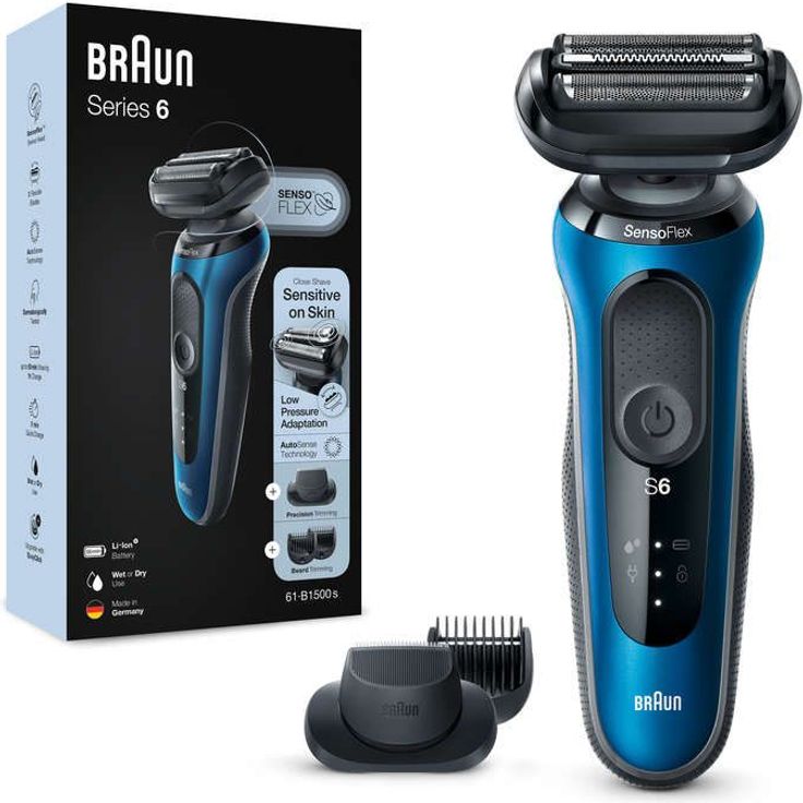 Braun Series 6 61-B1500s Elektrorasierer, blau – Bild 1