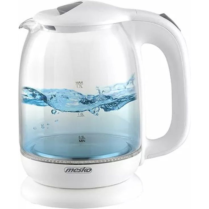 Mesko MS 1302W Glas-Wasserkocher, 2200 Watt, 1,7 Liter, Wasserstandsanzeige, beleuchtet, Abschaltautomatik, schwarz
