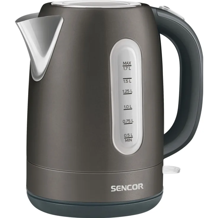 Sencor SWK1778BK Wasserkocher, 2150 Watt. 1.7L, Wasserstandsanzeige, verdeckte Heizelemente, grau, schwarz