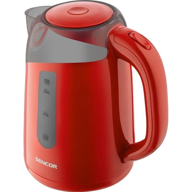 Sencor SWK 1704RD Wasserkocher, 1,7 l, 2200 W, Wasserstandsanzeige Drahtlos, Kunststoff, rot