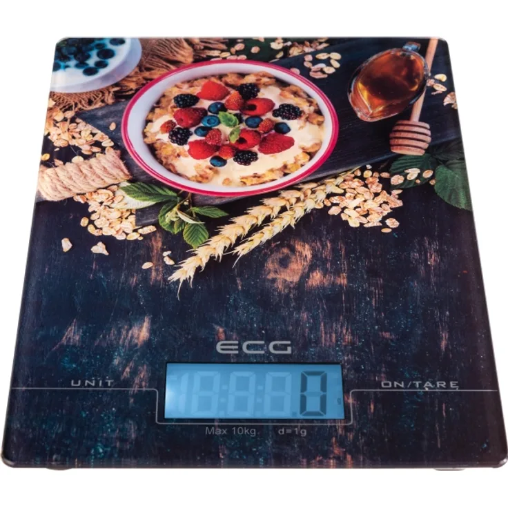 ECG KV 1021 Elektronische Küchenwaage, max. Tragkraft 10 kg, 1 g Teilung, Glas,Kunststoff, berries