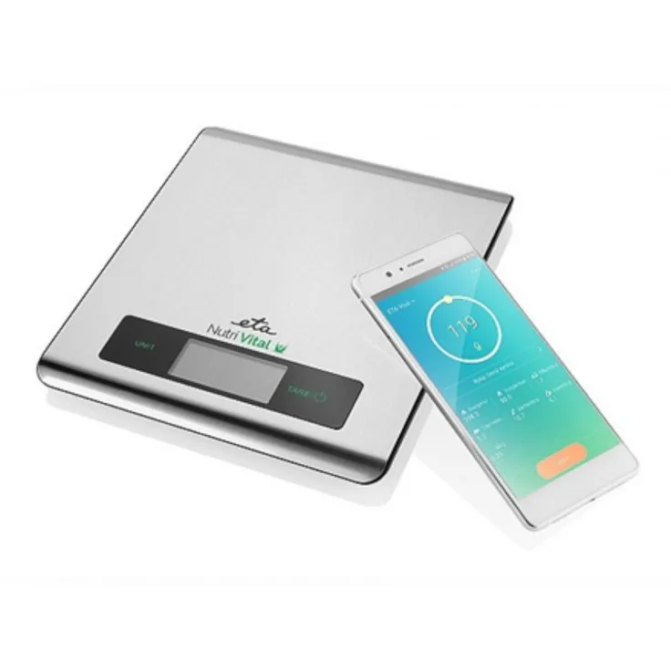 ETA Nutri Vital Elektronische Küchenwaage, 5 kg Tragkraft, 1 g Teilung, rechteckig, LCD-Display, silber