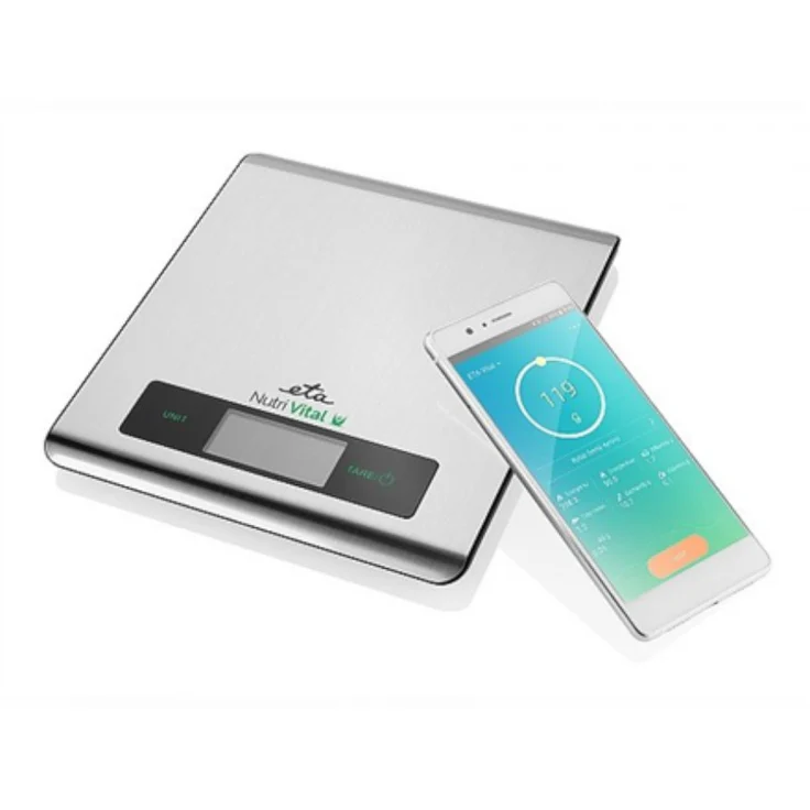 ETA Nutri Vital Elektronische Küchenwaage, 5 kg Tragkraft, 1 g Teilung, rechteckig, LCD-Display, silber – Bild 1