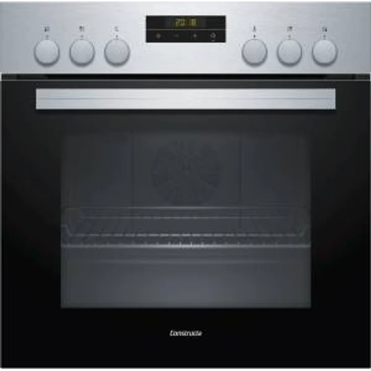 Constructa CH 6 M 50050 Einbauherd, 5 Heizarten, Schnellaufheizung, Vollglas-Innentür, Elektronikuhr mit Zeitanzeige, Einbaugerät, A, Garraum 66 l, Breite 59,4 cm, edelstahl, schwarz – Bild 1