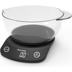Salter 1074 BKDR Vega Digital Küchenwaage mit Wiegeschale, 1,8 L, Aquatronic-Funktion, max. Tragkraft 5 kg, Kunststoff, schwarz