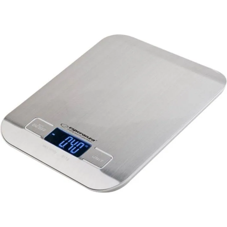 Esperanza PINEAPPLE Küchenwaage, elektronisch, max. Tragkraft 5 kg, 1 g Teilung, Edelstahl, silber