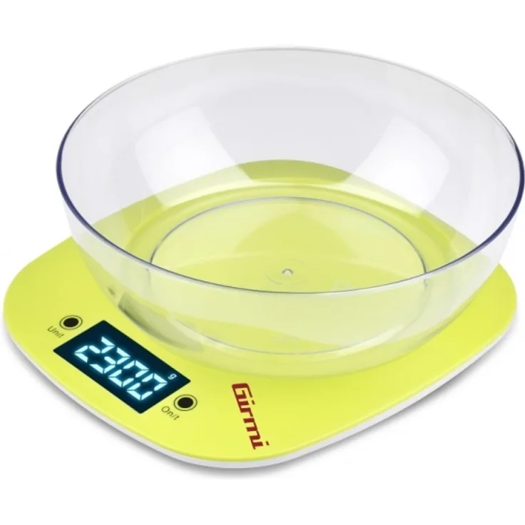 Girmi PS03 Elektronische Küchenwaage, 5 kg Tragkraft, 1 g Teilung, oval, inkl. Wiegeschale, TARA-Funktion, grün