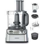 Kenwood FDM72.990SS Multipro XL Weigh+ Foodprozessor, 1000 Watt, 3 Liter, Timer, inkl. Zitruspresse, Edelstahl, silber, schwarz
