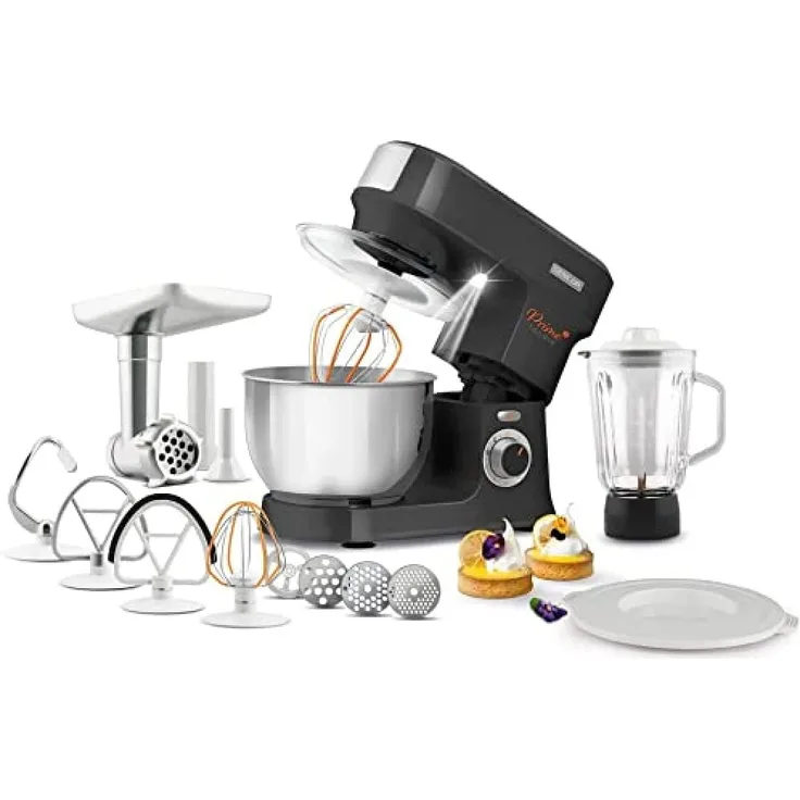 Sencor STM 3761BK Küchenmaschine, 1000 Watt, 4,5 Liter, inkl. Fleischwolf, Standmixer-Aufsatz, schwarz