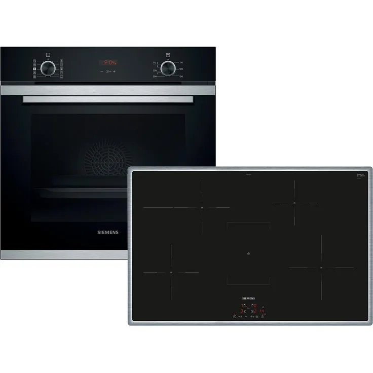 Siemens EQ214ID01Z Backofenset, Backofen HR214ABS0 + Induktionskochfeld EH845BFB5E, Einbaugerät, A, Garraum71 l, Breite 60 cm, edelstahl, schwarz