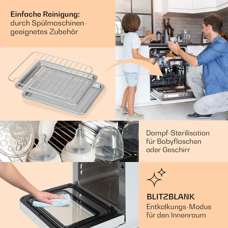 Klarstein Vita Pro Heißluftfritteuse mit Dampfgaren, ohne Öl, 2450 W, 18 Liter, 14 Programme, 800 ml Wassertank, weiß - Preisvergleich – Bild 4