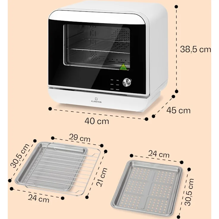 Klarstein Vita Pro Heißluftfritteuse mit Dampfgaren, ohne Öl, 2450 W, 18 Liter, 14 Programme, 800 ml Wassertank, weiß - Preisvergleich – Bild 6