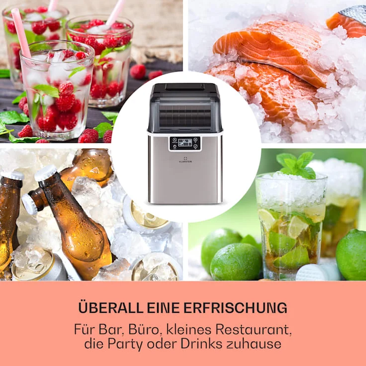 Klarstein Chios Eiswürfelmaschine 20 kg/24 h Auto-Clean 3,2-Liter Wassertank Edelstahl – Bild 3