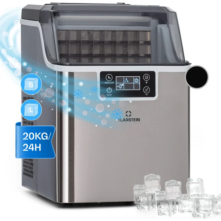 Klarstein Chios Eiswürfelmaschine 20 kg/24 h Auto-Clean 3,2-Liter Wassertank Edelstahl – Bild 1